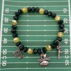 Handmade beaded stretch bracelet with charm